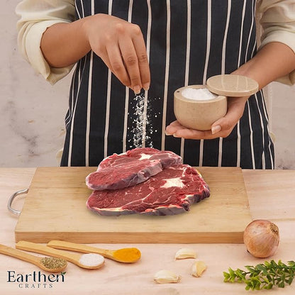 Marble Salt Cellar with Swivel Lid 3 Inch Beige Stone Mini Salt Box for Kitchen Counter with Magnetic Closure, 2.5 OZ Capacity, Ideal for Kosher Salt and Gourmet Seasonings