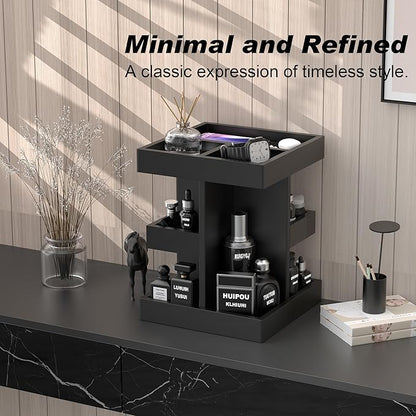 Cologne Organizer for Men, 360 Makeup Rotating Organizer, Organizador de Perfumes, Estante para Perfumes, Gifts for Men, Countertop Vanity and Bathroom, Bedroom Essentials, Mens Gifts (Black)