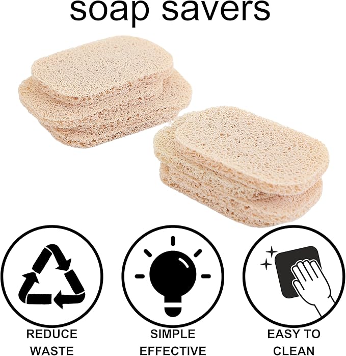 Snowkingdom 8 Pack Beige Soap Saver Holder for Bar Soap Draining Lift Pad 2.9" x 4.5" PVC Non-BPA Non Slip Durable
