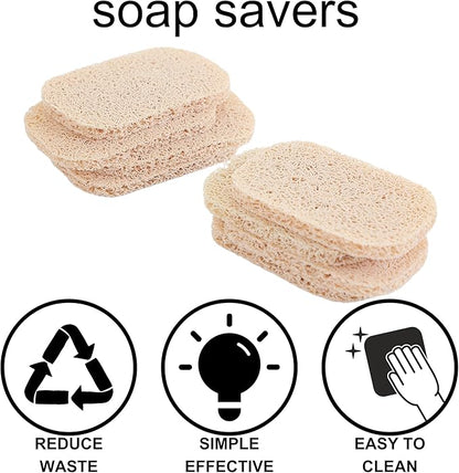 Snowkingdom 8 Pack Beige Soap Saver Holder for Bar Soap Draining Lift Pad 2.9" x 4.5" PVC Non-BPA Non Slip Durable