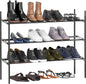 Simple Houseware Space-Saving 3-Tier Shoe Rack - Expandable & Stackable Metal Footwear Organizer for Entryway or Closet, Black
