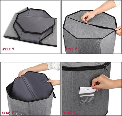Hat Storage Box, Hat Boxes for Women/Men Storage,Foldable Travel Hat Box with Lids,Large Hat Boxes,Stuffed Animal Toy Storage,Hat Storage Organizer for Hanging on Suitcase