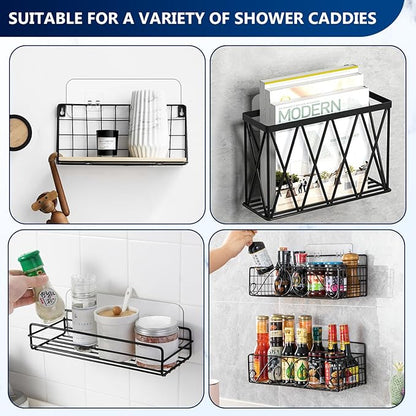 9-Pack Shower Caddy Adhesive Replacement, Transparent Adhesive Hooks Stickers, Strong Hook Strip for Shower Caddy Basket Shelf, Soap Holder, Bathroom Storage Corner Shelves, Kitchen Racks