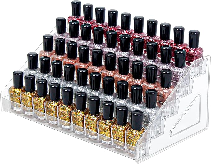 5-Tier Clear Acrylic Nail Polish Storage, Holds 40-80 Bottles, Multi-Purpose Nail Polish Rack, Sunglasses, Essential Oils and Cosmetics