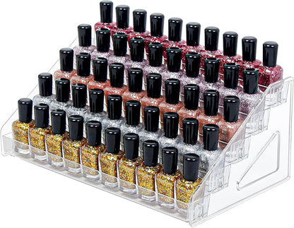 5-Tier Clear Acrylic Nail Polish Storage, Holds 40-80 Bottles, Multi-Purpose Nail Polish Rack, Sunglasses, Essential Oils and Cosmetics