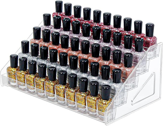 5-Tier Clear Acrylic Nail Polish Storage, Holds 40-80 Bottles, Multi-Purpose Nail Polish Rack, Sunglasses, Essential Oils and Cosmetics