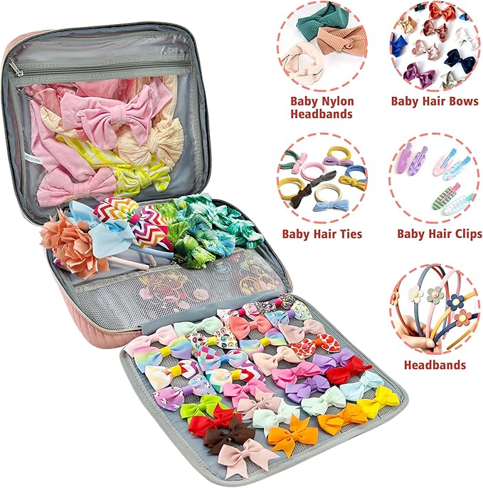 MICOM Large Capacity Baby GirlHair Accessories Organizer for Baby Girls, Hair Clips,Bows Storage, Multifunctional Case for Display Hair Clips