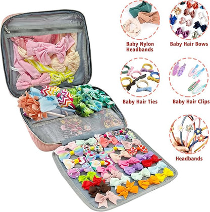 MICOM Large Capacity Baby GirlHair Accessories Organizer for Baby Girls, Hair Clips,Bows Storage, Multifunctional Case for Display Hair Clips