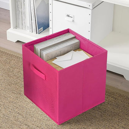 ShellKingdom Storage Bins, Foldable Fabric Storage Cubes And Cloth Storage Organizer Drawer For Closet And Toys Storage, 13 X 13 X 13 INCH, 2 Pack (Fuchsia)