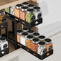 BOIVSHI Pull Out Spice Rack Organizer, 2-Tier Vertical Spice Rack, Height Adjustable for Kitchen Cabinet (5.3''Wx10.8''Dx9.2''H, Metal Black)
