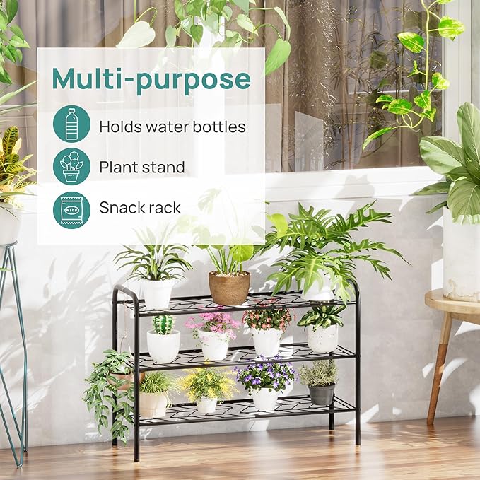 viewcare Shoe Rack for Closet, 3-Tier Long Shoe Rack for Entryway & Garage, Sturdy Metal Construction, Shoe Organizer Holds 8-12 Pairs