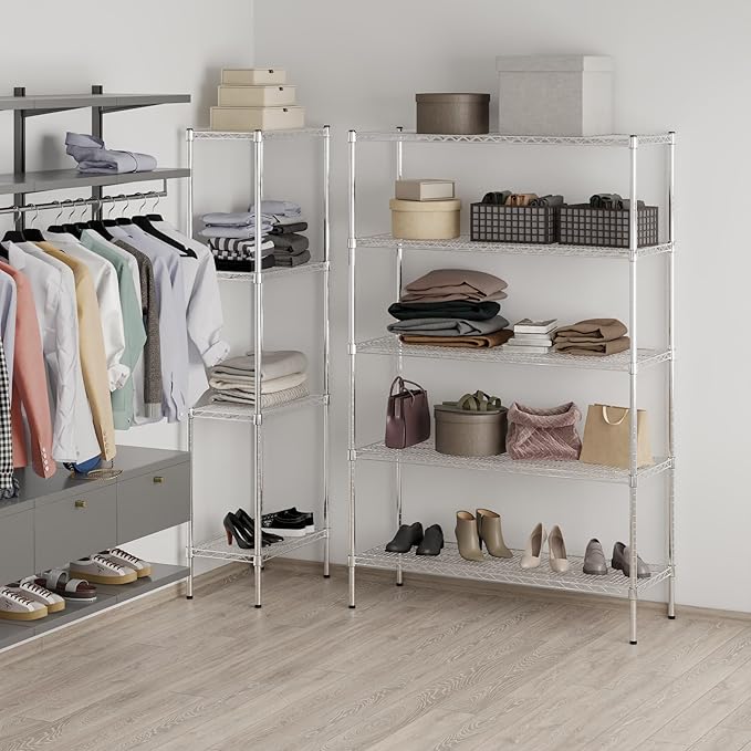 18" Deep x 48" Wide x 74" Height Wire Shelving Kit | 5-Tier | NSF Commercial Storage Rack Unit