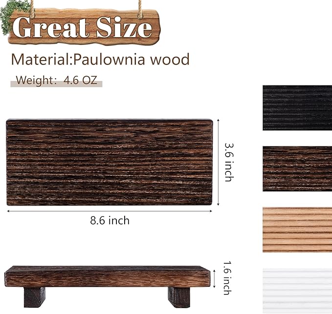Bathroom Tray Farmhouse Decor Pedestal Stand Wood Riser Display Kitchen Accessories Soap Holder for Sink, Counter, Vanity, 8.7 * 3.6 Dark Brown