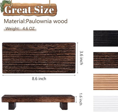 Bathroom Tray Farmhouse Decor Pedestal Stand Wood Riser Display Kitchen Accessories Soap Holder for Sink, Counter, Vanity, 8.7 * 3.6 Dark Brown