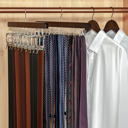 TOPIA HANGER 40 Hooks Belt Tie Hanger Space Saving for Closet, 2 in 1 Belt Ties Racks Max 60 Belts with 60 Ties Capacity, Curved with Flat Hooks for Belts,Ties,Bras,Closet Organizers and Storage CT70A