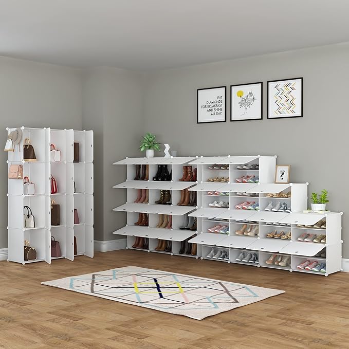 HOMIDEC Shoe Storage Cabinet, 48 Pairs Shoe Rack 3 by 8 Tier Space Saving Shoe Organizer for Closet Hallway Living Room Bedroom Garage