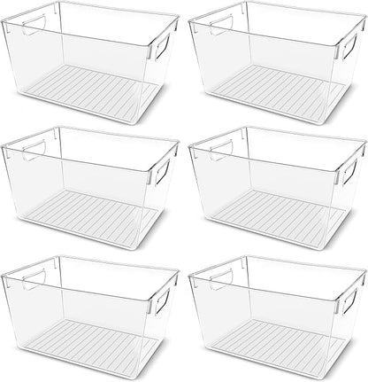 Utopia Kitchen Clear Pantry Organizers and Storage Bins 6 Pack, Large Clear Storage Bins for Pantry, Durable Freezer Organizer Bins With Handles for Organizing Fridge, Kitchen Organization