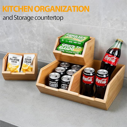 3 Pack Stackable Bamboo Potato Onion Storage Bins - Pantry Organizers for Kitchen Countertop, Ventilated Food Storage Containers for Fruits Vegetables