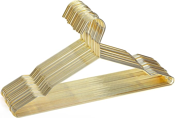 Tosnail 30 Pack 16.5" Stainless Steel Strong Wire Metal Hangers, Heavy Duty Clothes Hangers, Space Saving Closet Organizer - Gold