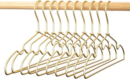 Gold Metal Wire Baby Clothes Hangers,12.6” Children Coat Pants Non Slips Toddler Infant Newborn Kids Hangers, Space Saving Baby Clothes Hangers