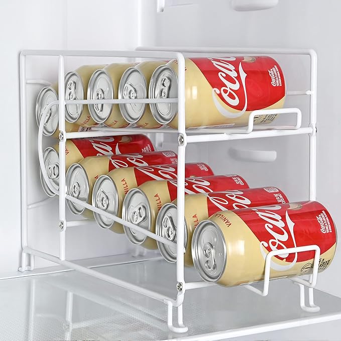 SUFAUY Beverage Can Dispneser Organizer, Stackable Shelves for Storage for Pantry, White - 2 Pack