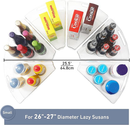 Leeden Lazy Susan Organizer for 26" Diameter Corner Lazy Susan, Plastic Kitchen Cabinet Storage Bins with Handle, 6 Packs, 1/8 Wedge - Food Safe, BPA Free