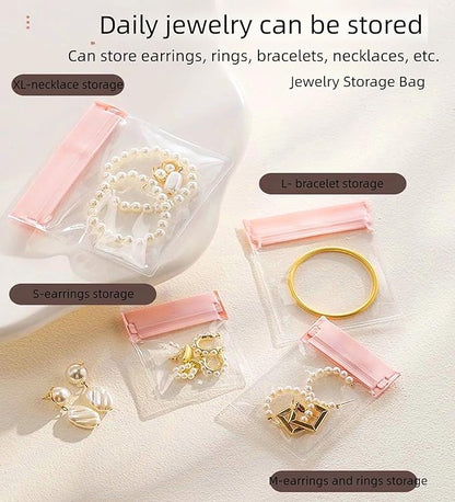 24PCS Jewelry Bags -EVA Anti-Tarnish Jewelry Storage Bags, Travel Jewelry Bag Reusable & Anti-Oxidation Thickened Storage for Necklaces, Earrings, Rings and More（Pink）