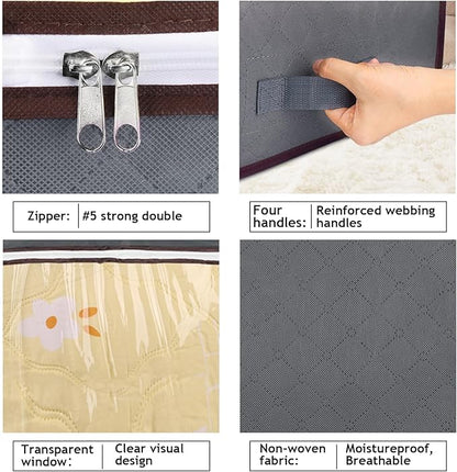 90L Under Bed Storage Containers, Underbed Toy Organizers and Clothing Storage Bags, Closet Storage Bins with Clear Lids for Bed Sheets Blanket Clothes Comforter Bedding Bedroom Dorm, 2 Pack