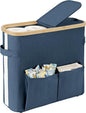 StorageWorks Toilet Paper Storage Baskets with Dual Flip Lids, Toilet Paper Organizer for Bathroom, Toilet Paper Container with Side Pocket, Holds 9 Mega or 12 Regular Rolls, Medium, Blue