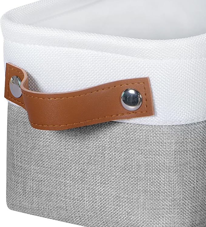 Small Fabric Storage Bins, 15x6x5 inch Narrow Storage Baskets 4-Pack Long Storage Basket for Organizing with Handles, Decorative Basket for Closets, Shelves, Toilet Paper, Grey