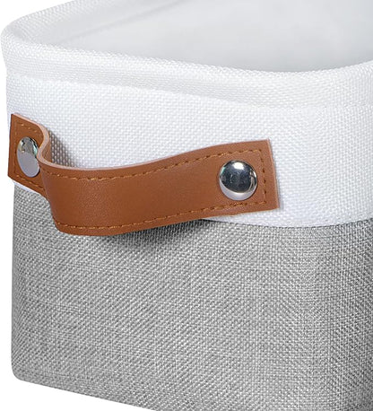 Small Fabric Storage Bins, 15x6x5 inch Narrow Storage Baskets 4-Pack Long Storage Basket for Organizing with Handles, Decorative Basket for Closets, Shelves, Toilet Paper, Grey