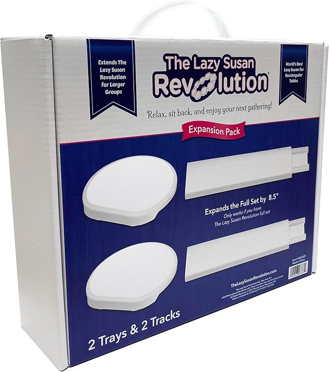 White - Expansion Pack - 2 Straight Tracks and 2 Trays. Does not Work Without the Lazy Susan Revolution Full Set (Sold Separately).
