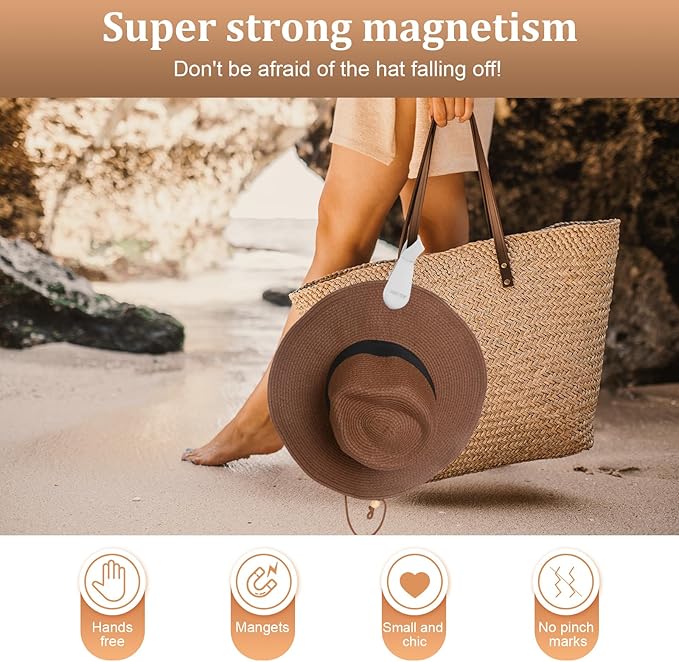 Fikoksol Magnetic Hat Clip 1-Pack - The Light Gray Hat Clip for Travel on Bag, Magnetic Hat Clips for Bag, and Secure Hat Holder for Travel on Caps & Beach Hats, Vacation Essentials