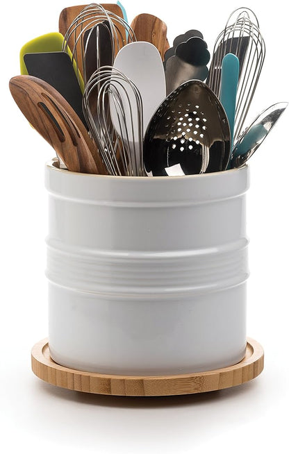 RSVP International Tool Crock Turntable Lazy Susan, Bamboo, 8.25" | Handy in Cabinets or on Counters | Rotating Base with Sturdy Lip | Organize Spices & Small Bottles