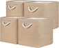 Temary Storage Baskets for Shelves 13 Inch Baskets for Gifts Empty, 4 Pack Shelf Baskets Decorative Storage Baskets Cube Collapsible Storage Bins Cubes with Handles for Storage (Linen Yellow)