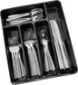 madesmart Silverware Tray, 5 Compartment Flatware Organizer for Forks, Knives & Spoons, Durable Drawer Organizer, Carbon