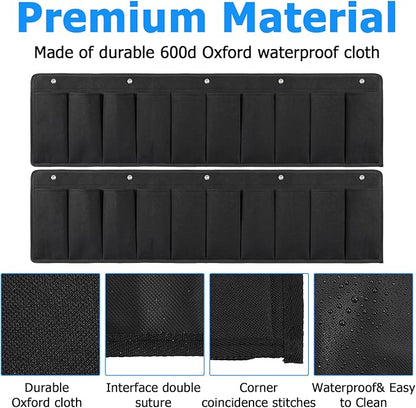 2 Pcs RV Shoe Pockets 10 Pockets, Heavy Hanging Bedside Storage Organizer with Hooks Storage Pocket Hangs on bed for Shoes Toys and Tool Accessories