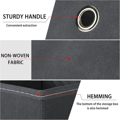 Foldable Storage Cubes Bins ,11 Inch Cloth Storage Cube Fabric Storage Box Cubes Organizer Baskets with Dual Handles for Home Organizer Set of 6 (Grey)