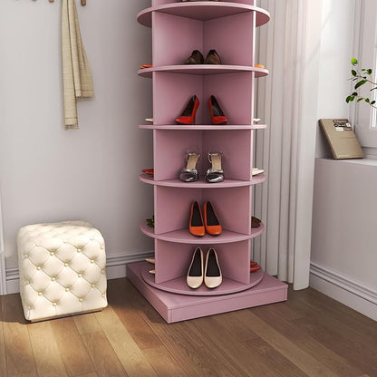 Rotating Shoe Rack Tower, 6-Tier Spinning Shoe Rack, Free Standing 360° Revolving Shoe Organizer Rotating Vertical Shoe Rack Can Hold 24 Pairs of Shoes for Entryway Living Room Hallway