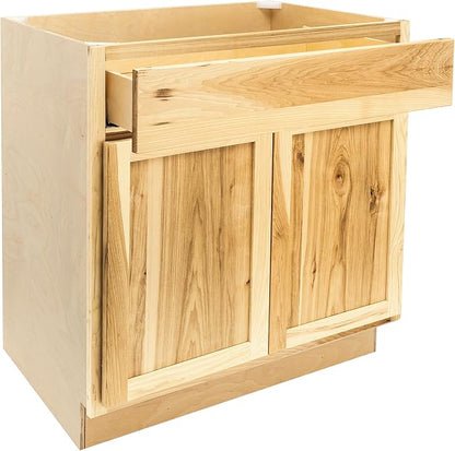Quicklock RTA (Ready-to-Assemble) | Base Kitchen Cabinets - Shaker Style | Made in America (Rustic Hickory, 30" Wx34.5 Hx24 D Base)