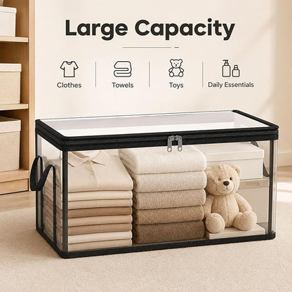 Large Clear Thick Plastic Storage Box with Hinged Lid, Moving & Storage, Large Clear Thick Plastic Storage Box with Hinged Lid, Perfect for Home, Camping, Travel (4, Small, Gray)