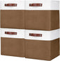 Bagnizer Collapsible Fabric Storage Cubes 11x11 Cube Storage Bins, 4 Pack Closet Baskets Box with Handles for Organizing, Shelf, Toys, Clothes, Home, Office, Nursery (Brown&White)
