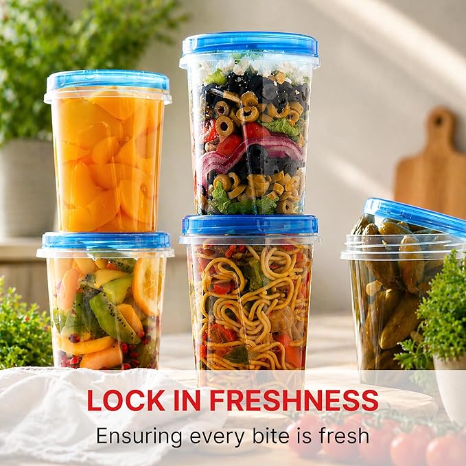 Tafura 10 Pack 32 Oz Freezer Storage Containers Leak-Proof - BPA Free Soup Containers with Lids - Reusable Freezer Containers for Food with Twist Top Lids - Ideal for Meal Prep, Leftovers & Pantry