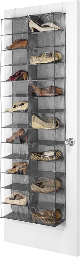 Whitmor Over The Door Shoe Shelves - 26 Sections - Crosshatch Gray