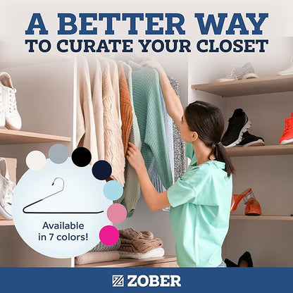 Zober Pants Hangers Non Slip - Open Ended Pants and Jean Hangers for Closet - Space Saving Clothes Hanger - Strong, Durable, Metal Pant Hangers (Black)