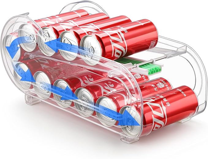 Soda Can Organizer for Refrigerator, Drink Organizer for Fridge, Automatic Rolling Can Dispenser Holder, Organize 11 Pcs Standard 11.15oz or 12oz Long Cans (1 Pack)