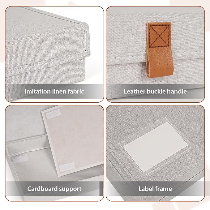 Flenpptly Decorative Photo Storage Box, Photo Boxes Storage with Lids Keepsake Box to Store Pictures, Envelope, Scrapbook Supplies Comes with Business Card Frame to Mark (Large)