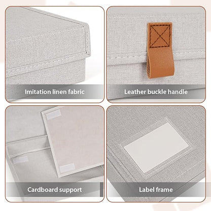 Flenpptly Decorative Photo Storage Box, Photo Boxes Storage with Lids Keepsake Box to Store Pictures, Envelope, Scrapbook Supplies Comes with Business Card Frame to Mark (Large)