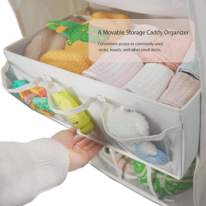 3in1 Over The Door Shoe Organizer with 5 Slanted Compartments,Removable Storage Bin & Transparent Pockets,Thickened Waterproof Oxford Fabric Shoes Rack for Shoes,Boots,Toys,Daily Essentials. (Beige)