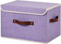 Storage Bins Box with Lids Decorative Cotton Linen Fabric Baskets Cubes with Handles PP Plastic Board Foldable Washable Lidded Clothing Shelf Closet Organizer Container (Purple, Large)